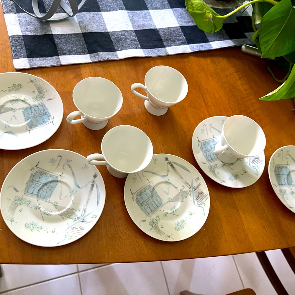 Raymond Loewy Selb Germany Rosenthal Plaza Cups & Saucers 4 sets—8pieces total